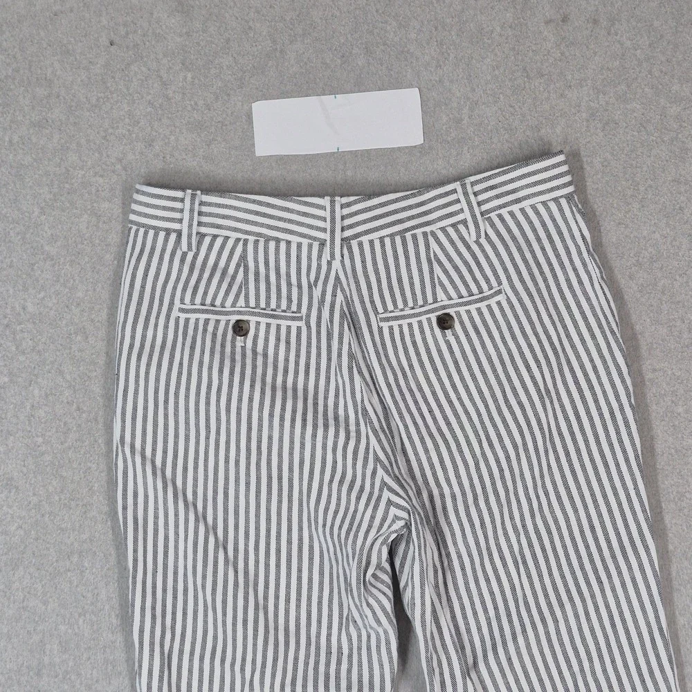 Banana Republic Women Pants 6 White Cotton Linen Striped Dress Pants Avery Slim